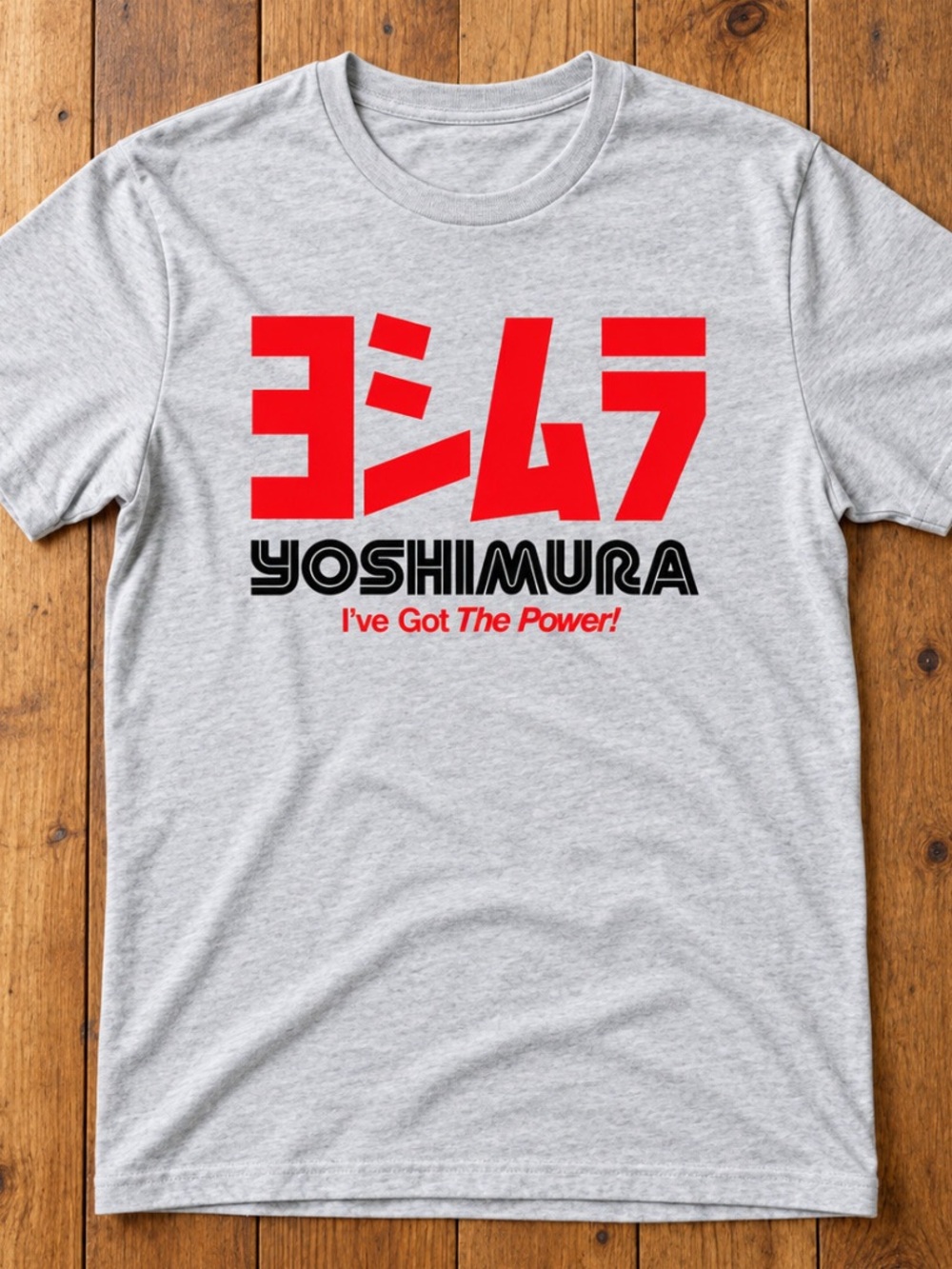 Gildan Heather Gray Short Sleeve Tee with Bold Red Yoshimura Graphic